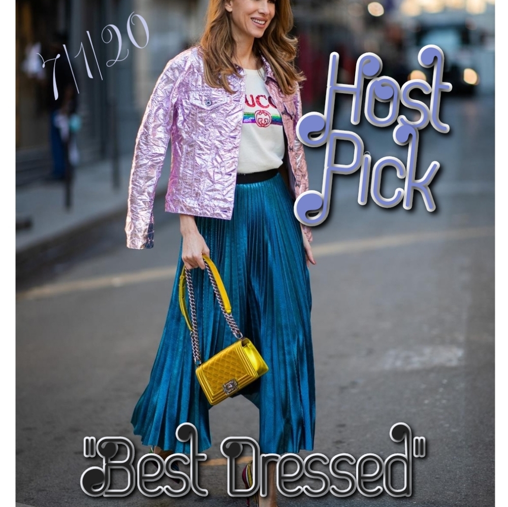 "Host Pick" Metallic Pleated Accordion Midi Skirt - Picture 2 of 11